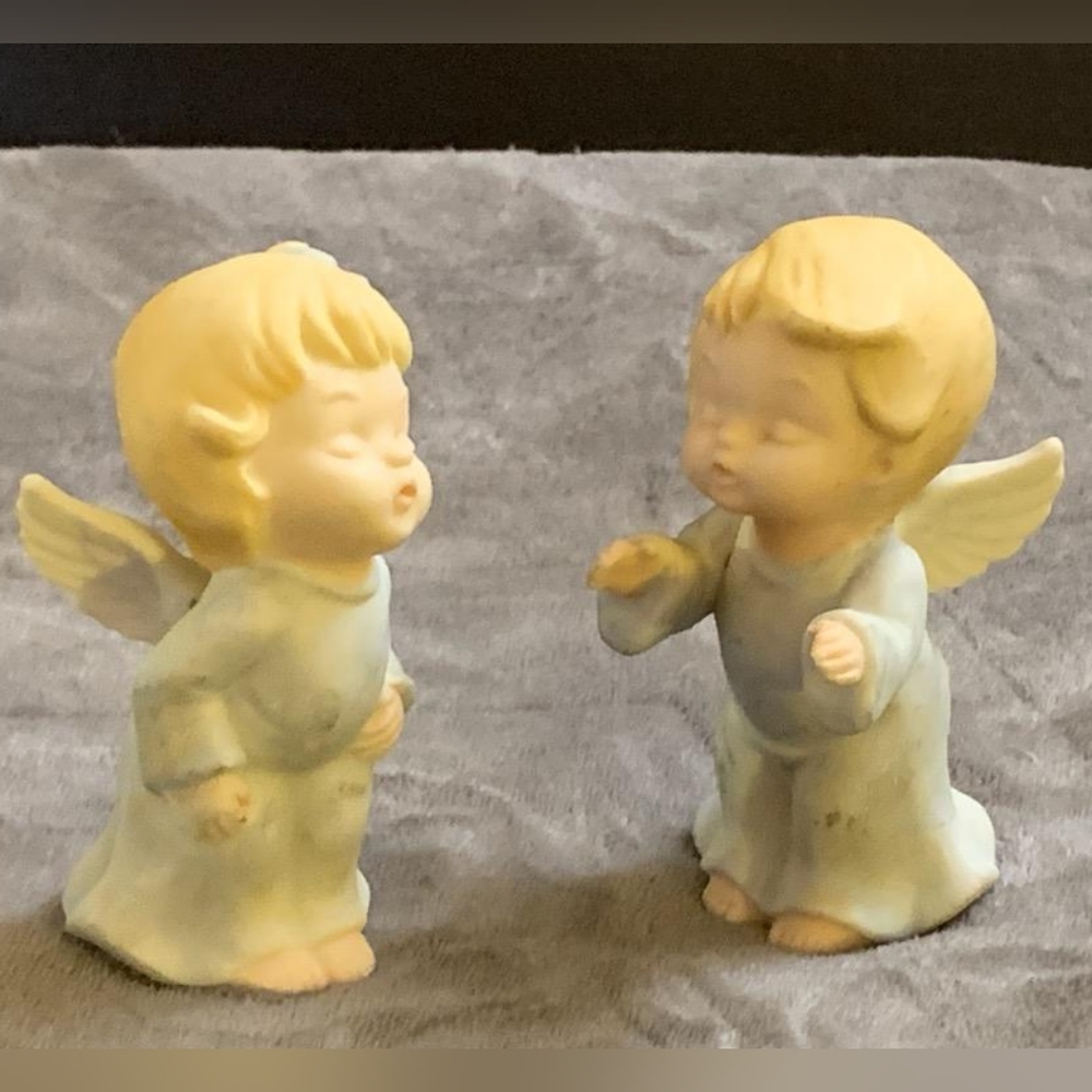 2 Vintage Porcelain Angel Figurines